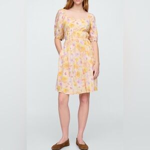 Gap Factory NWT sweetheart puff sleeve floral dress, large